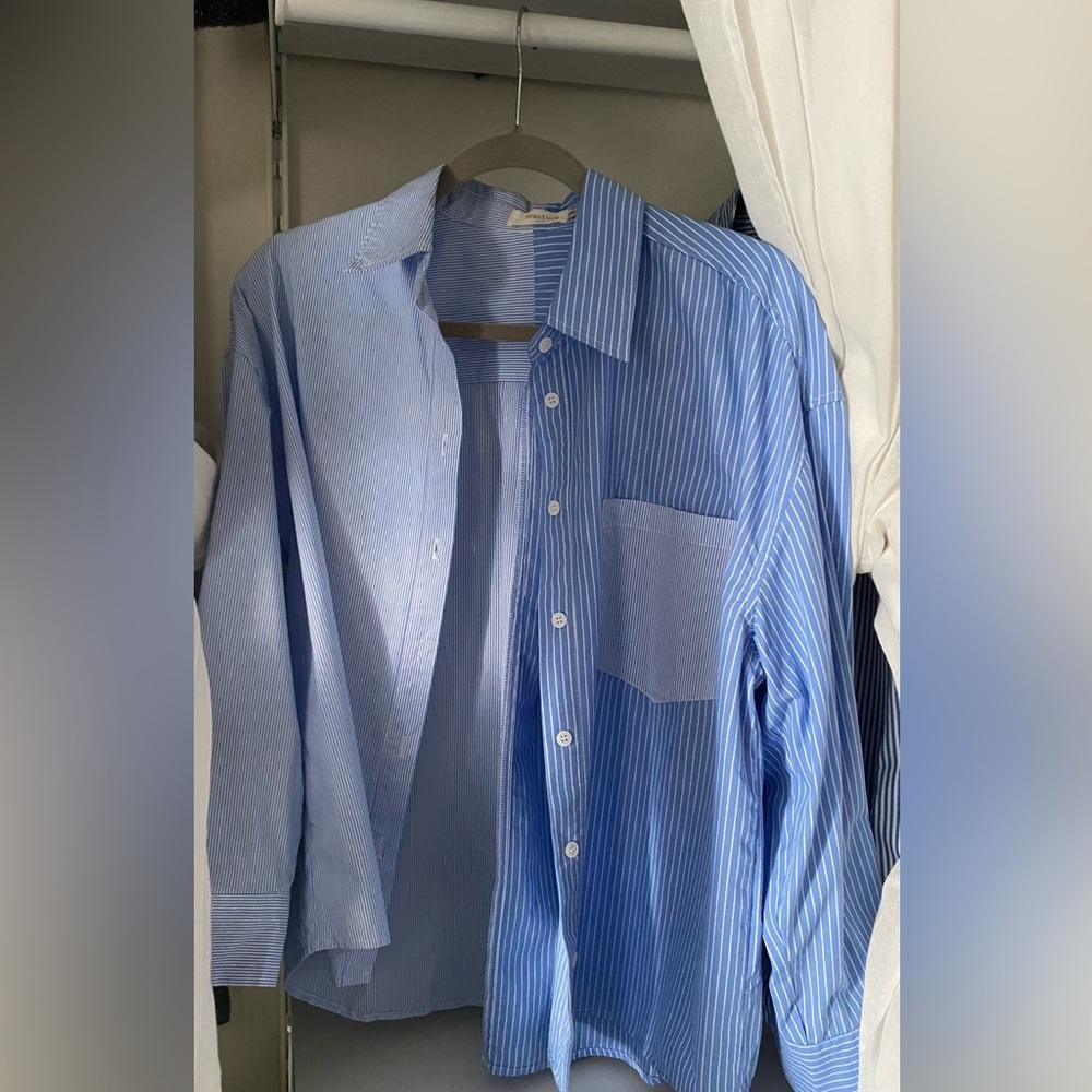 Light Blue Multi Striped Button Down Shirt - Size S/M